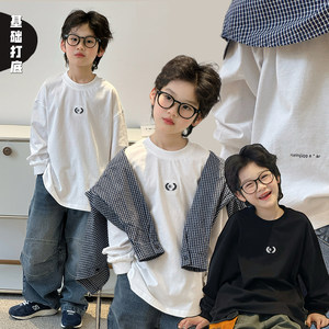 
Qiqiwu children's clothing boys' long-sleeved T-shirts 2026 spring clothing for older children pure cotton bottoming shirts basic children's tops