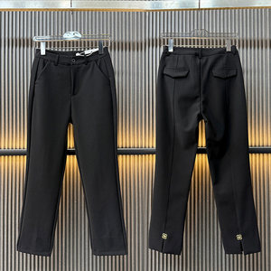 
Casual suit pants for women, spliced elastic pencil pants 2026 spring new style high-waisted slim fashion straight nine-point pants