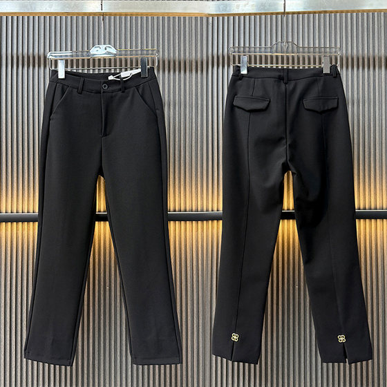 
Casual suit pants for women, spliced elastic pencil pants 2026 spring new style high-waisted slim fashion straight nine-point pants