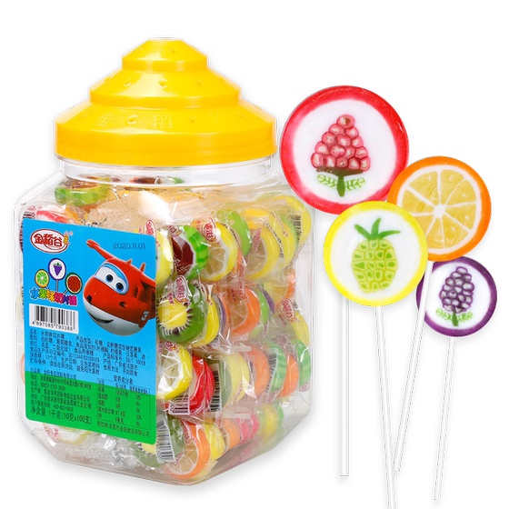 Children's lollipop slice candy 100 cans of pot sugar fruit candy children candy snacks and wholesale