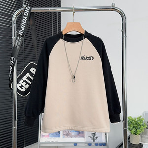 
Big E Little E children's clothing boys' plus velvet long-sleeved T-shirt winter medium and large children's raglan sleeve warm children's bottoming shirt 5285