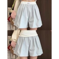 Ice Silk Sports Shorts for Women, Summer Thin High-Waisted Loose Slimming Petite Outerwear Running Casual Wide-Leg Knee-Length Shorts
