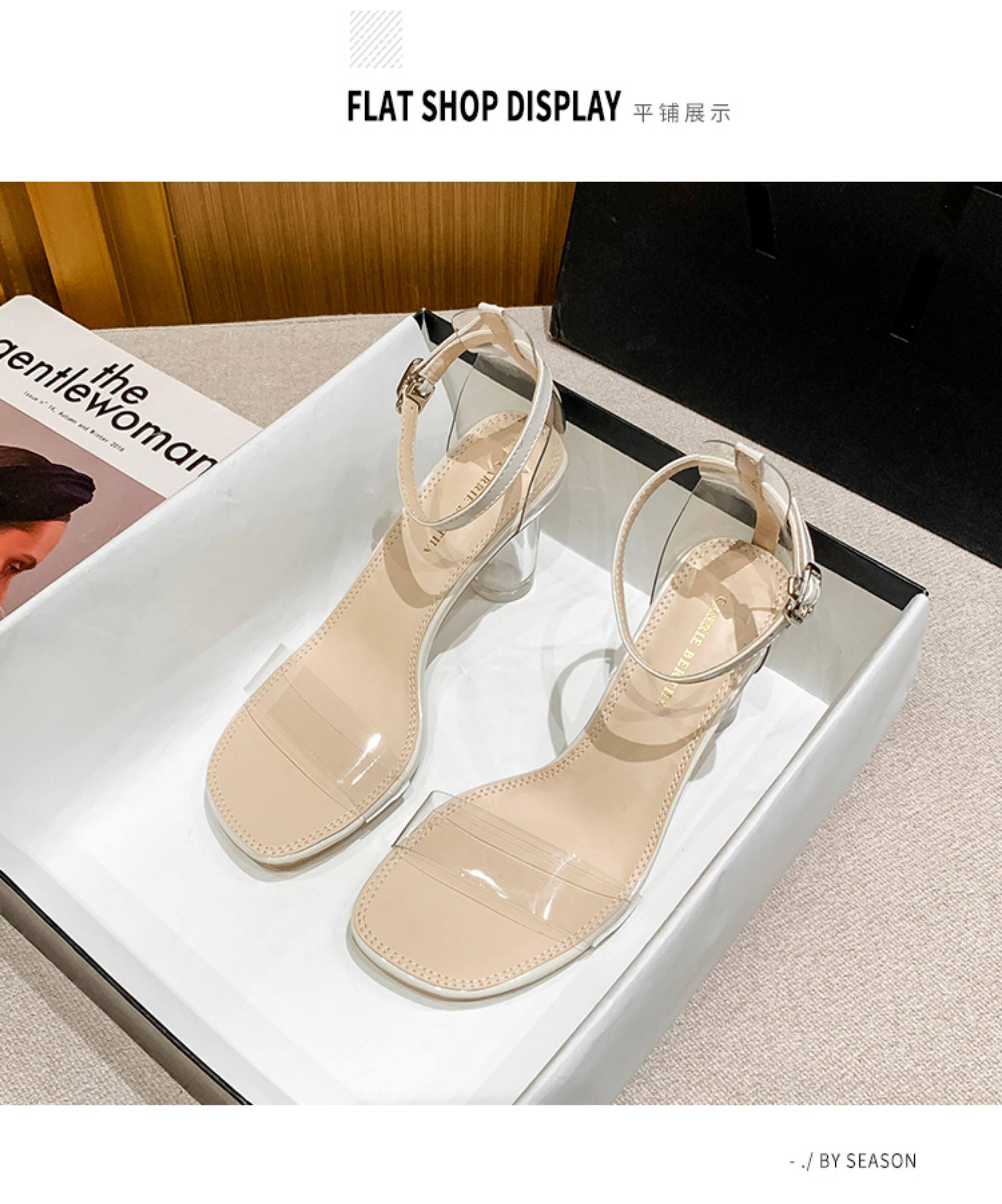 Sandalias Carrie bertha para mujer con tacón grueso transparente