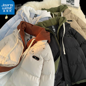 [Zhenvis] Fake two hooded cotton clothes men and women in autumn and winter thick warmth, loose padded cotton jackets