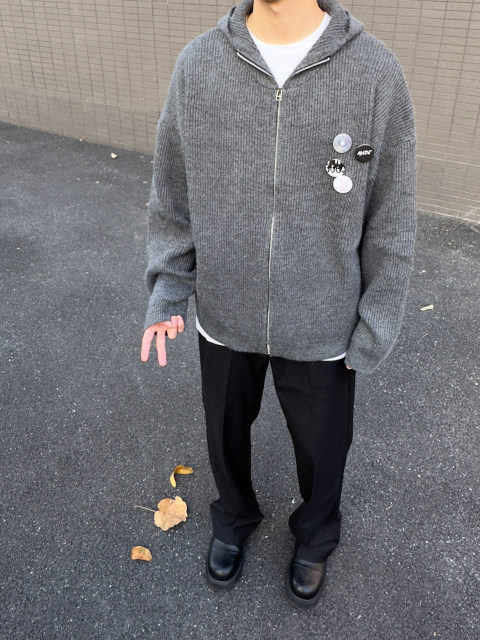 AHCN (Ambition of Abundance) American retro badge atmosphere hooded sweater cardigan autumn and winter sweater jacket