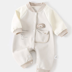 New Spring and Autumn Korean-Style A-Class Romper for Infants and Toddlers, Newborn Outdoor Clothing, Baby Boy Crawling Suit, Outerwear Jumpsuit