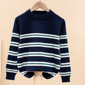 
Boys sweater 2025 spring and autumn thin children's cotton sweater medium and big boys autumn round neck base shirt trendy