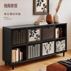 Japanese Vintage-Style Drawer Storage Box, Foldable Retro Fabric Grid Cabinet, Storage Rack, Wardrobe, Desktop