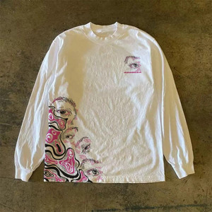 
Overseas orders are tail goods ~ Withdrawal of foreign trade hip-hop trendy brand heavy pure cotton long-sleeved T-shirts for men and women loose couple tops