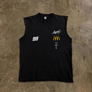 
Overseas order out of stock~ Withdrawal of foreign trade trendy men's pure cotton printed vest vest versatile round neck sleeveless shirt undershirt