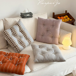 Korean-Style Bow-Tie Tie-Up Cushion Fabric Striped Chair Cushion Living Room Sofa Cushion Tatami Floor Cushion Seat Cushion
