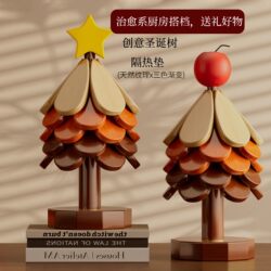 Christmas Tree Heat Insulation Mat, Creative Placemat, Table Coaster, Solid Wood Anti-Scalding, High Temperature Resistant Pot Mat, Sideboard Decoration