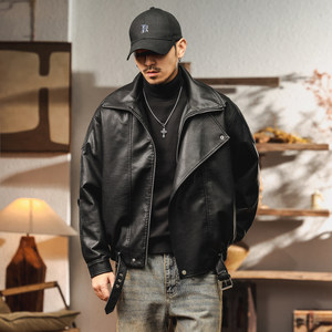 
Large size leather jacket men's autumn and winter new American retro handsome jacket plus velvet thickened high-end motorcycle top