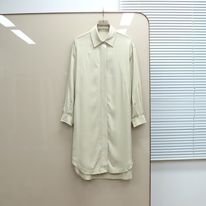 Domestic fine products for women, twill A-line tailored long-sleeved shirt dress B770