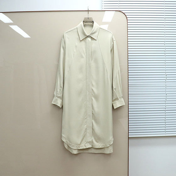 Domestic fine products for women, twill A-line tailored long-sleeved shirt dress B770