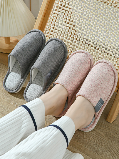 TELLW Linen Flax Suction Slippers For Men & Women | Odor-Proof Breathable Indoor House Slippers, Couples Slippers