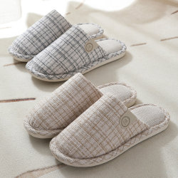 Four Seasons Spring and Autumn Cloth Slippers Cotton and Linen Sweat-Absorbent Non-Smell-Resistant Postpartum Warm Cotton Slippers Women's Non-Slip Couple Home Winter