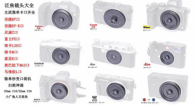Pan-focus lens collection Suitable for SONY FUJI LEICA NIKON CANON LUMIX