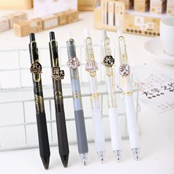 Cartoon Cute Pens with Patches of Prestigious Schools, Suitable for University Surroundings, Featuring Zhejiang, Tsinghua, Peking, and Xiamen Universities, Gel Pens