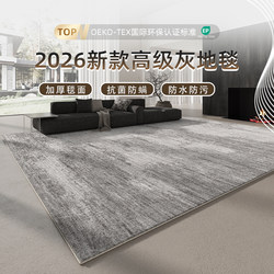 Carpet for Living Room 2026 New Model Light Luxury High-End Gray Bedroom Floor Mat Home Sofa Washable Wipeable Waterproof Stain-Resistant