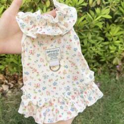Spring and Summer Floral Suspender Dress, High-Appearance Princess-Style Dog and Cat Clothing, Thin and Breathable for Bichon and Pomeranian