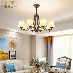 American-Style Chandelier, Wrought Iron, Country Pastoral, Downward Facing, Dining Room, Simple and Cozy, Bedroom, Home, Living Room Chandelier