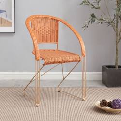 Modern Comfortable Minimalist Rattan Chair, Rattan Woven Iron Art Outdoor Balcony Leisure Table and Chair, Mahjong Backrest Bouncy Chair