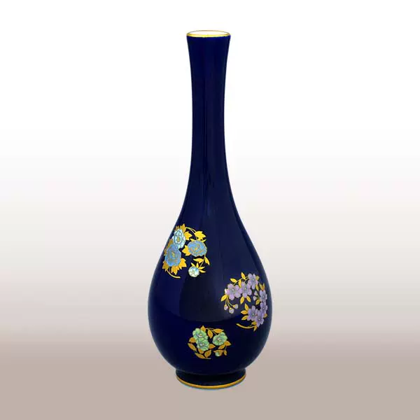 香蘭社 花瓶 藍色-