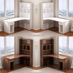 Desk and Bookshelf Integrated Table, Corner Desk, Computer Desk, Bedroom Home Simple Office Desk, Writing Desk, Gaming Desk