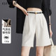 Yiyang white suit shorts for women 2025 summer new anti-wrinkle cropped pants black trousers ice silk a-line pants
