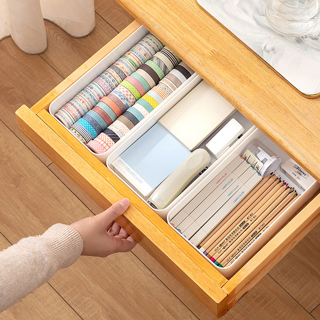 Desktop drawer storage box long separation box narrow stationery book ...