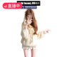 Autumn and winter white hooded pullover women loose outerwear wearing high-end sweater base top coat trendy