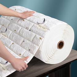 Wallpaper Self-Adhesive 3D Stereo Wall Stickers for Kidsren's Room and Bedroom, Warm Foam Brick Wallpaper, Waterproof and Moisture-Proof