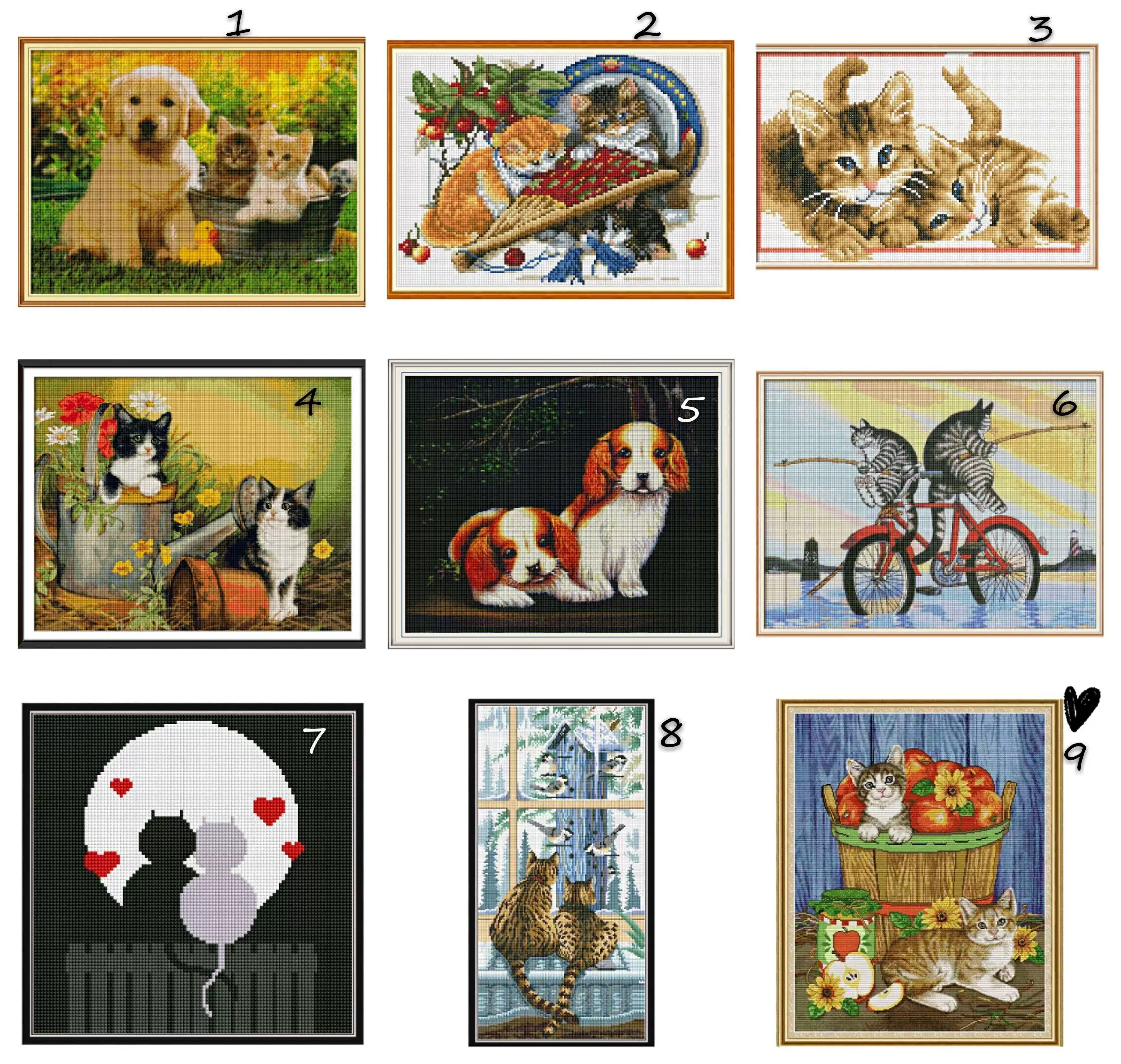 钻石画印花十字绣温馨伙伴两只小猫钓鱼情侣猫影对