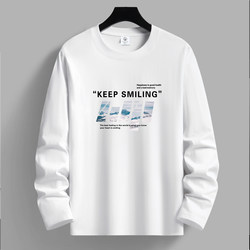 2025 New 100% Pure Cotton Long-Sleeved T-Shirt for Young Men, Casual Large Size Versatile Base Shirt Top