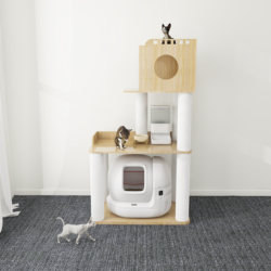 Tahome Large Cat Climbing Frame Multi-Layer Cat Villa Cat Litter Box Integrated Solid Wood Cat House Cat Toilet Storage Rack