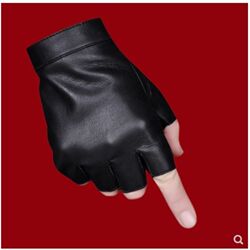 2025 New Half-Finger Gloves, Men's and Women's Genuine Leather Tactical Cycling Half-Finger Fitness Gloves, Thin Fingerless Leather Gloves