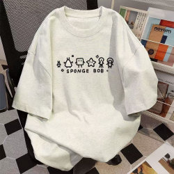 National Trend American Retro Short-Sleeve T-Shirt for Men and Women, Summer Simple Casual Versatile Couple Loose Top T-Shirt 12