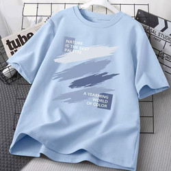 Plus Size Round Neck Loose Short-Sleeved T-Shirt for Men 2024 Summer New Trendy Casual T-Shirt for Men ins