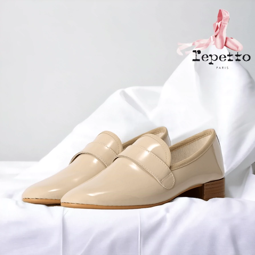 REPETTO丽派朵MICHAEL GOMME牛漆皮法式橡胶底低跟英伦乐福鞋-Taobao
