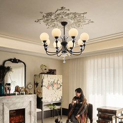 French-Style Crystal Flower Magic Bean Chandelier, Vintage Living Room Cream Retro Simple Modern Hall Main Light, New Model