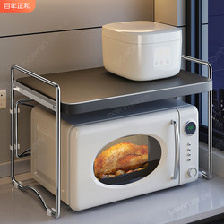 Kitchen Microwave Oven Rack, Household Countertop Double-Layer Shelf, Multi-Functional Integrated Oven and Rice Cooker Storage Stand