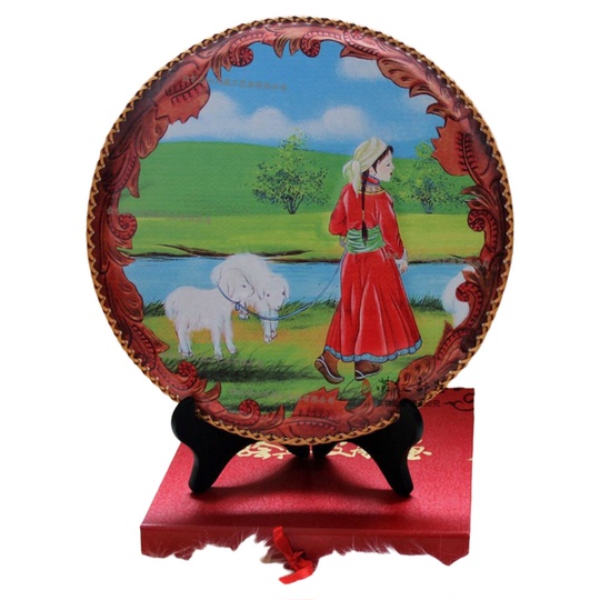 チンギスハーンの革絵画 - 内モンゴル民俗芸術装飾