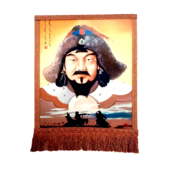 モンゴルフェルト絵画 チンギスハーン 壁飾り - 内モンゴル工芸品