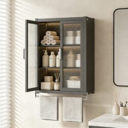 Bathroom Storage Rack, Wall-Mounted Bathroom Storage Cabinet, No-Drill Washbasin Wall Storage Cabinet, Storage Cabinet Above the Toilet