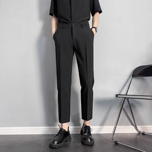 New spring and summer nine-point suit pants for men draped slim feet casual men straight iron-free versatile suit pants

