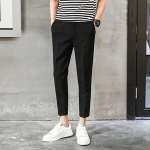 
Spring and summer nine-point trousers men's trousers slim trousers men's trendy small-footed trousers men's casual pants thick black trousers for men