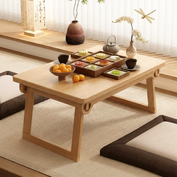 Foldable Bay Window Small Table, Window Sill Tatami Tea Table, Bedroom Floor Low Table, Computer Desk, Household Solid Wood Low Table
