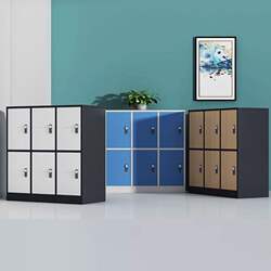 Wooden Staff Locker, School Classroom Storage Grid Cabinet, Kindergarten Student Bag Storage Cabinet, Colorful with Lock