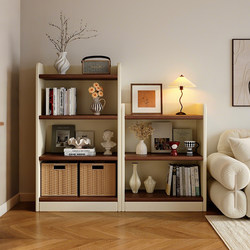 Solid Wood Small Cabinet Storage Cabinet for Living Room, Home Use, Low Bookshelf Integrated Against the Wall, Narrow Cabinet, Multi-Layer Bookshelf Storage Rack